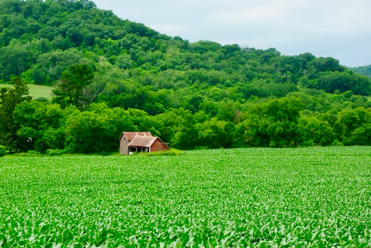 Barn tucked in the valley below Montana Ridge