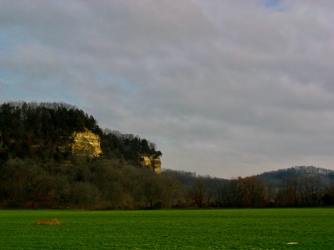 Cliffs at dusk on Hwy 60 along Wisconsin River